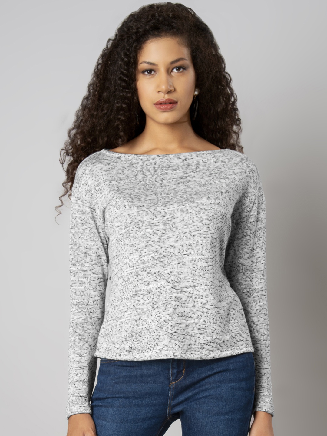 

FabAlley Women White Self Design Top