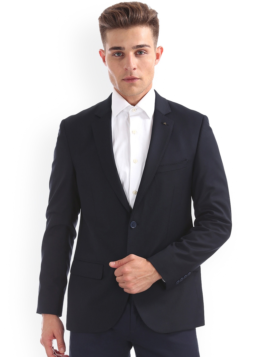

Arrow Men Navy Tailored Fit Single Breasted Blazer, Navy blue