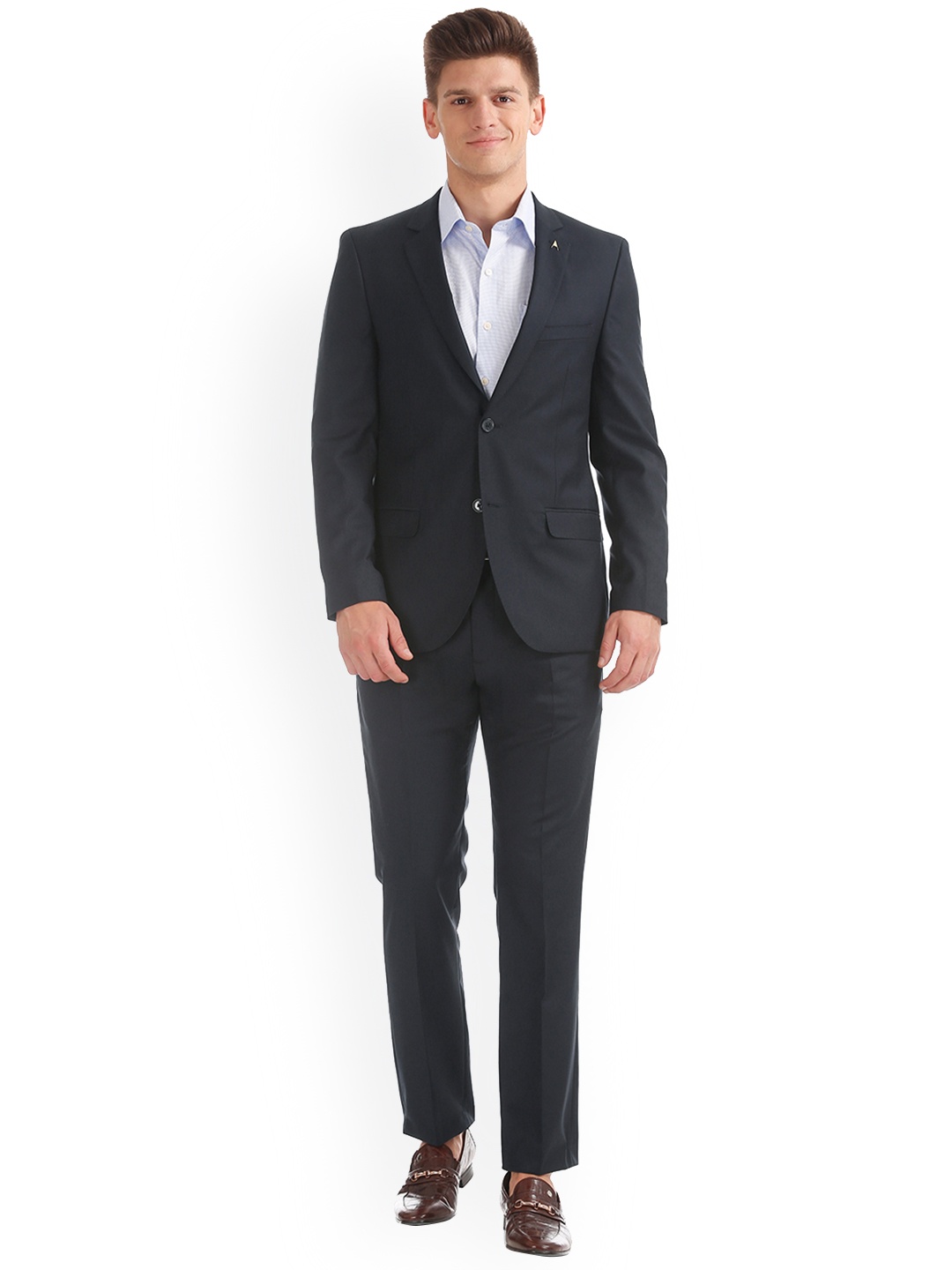

Arrow Men Navy Blue Solid Single-Breasted Formal Suit