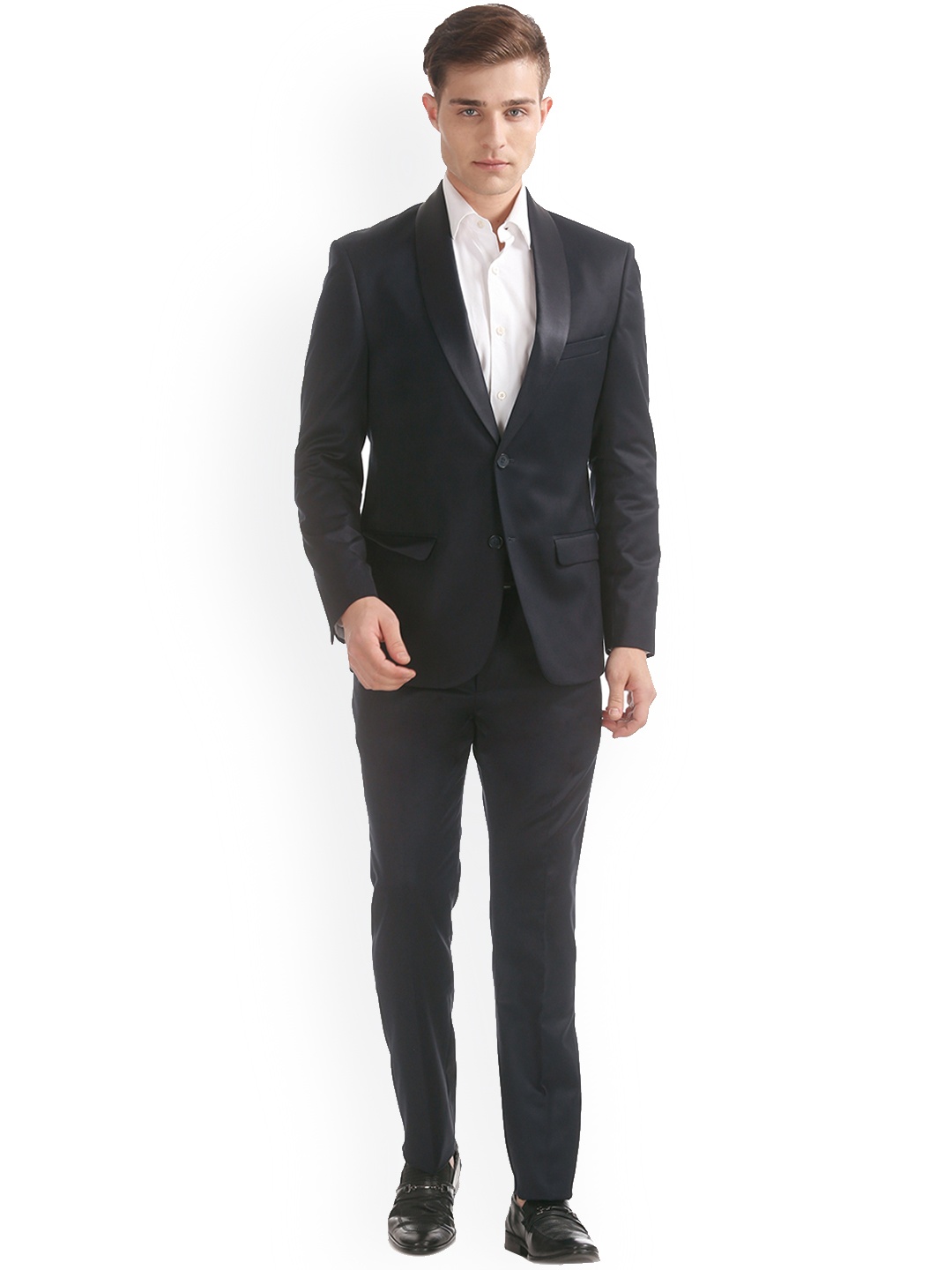 

Arrow Men Navy Blue Solid Single-Breasted Tuxedo Suit