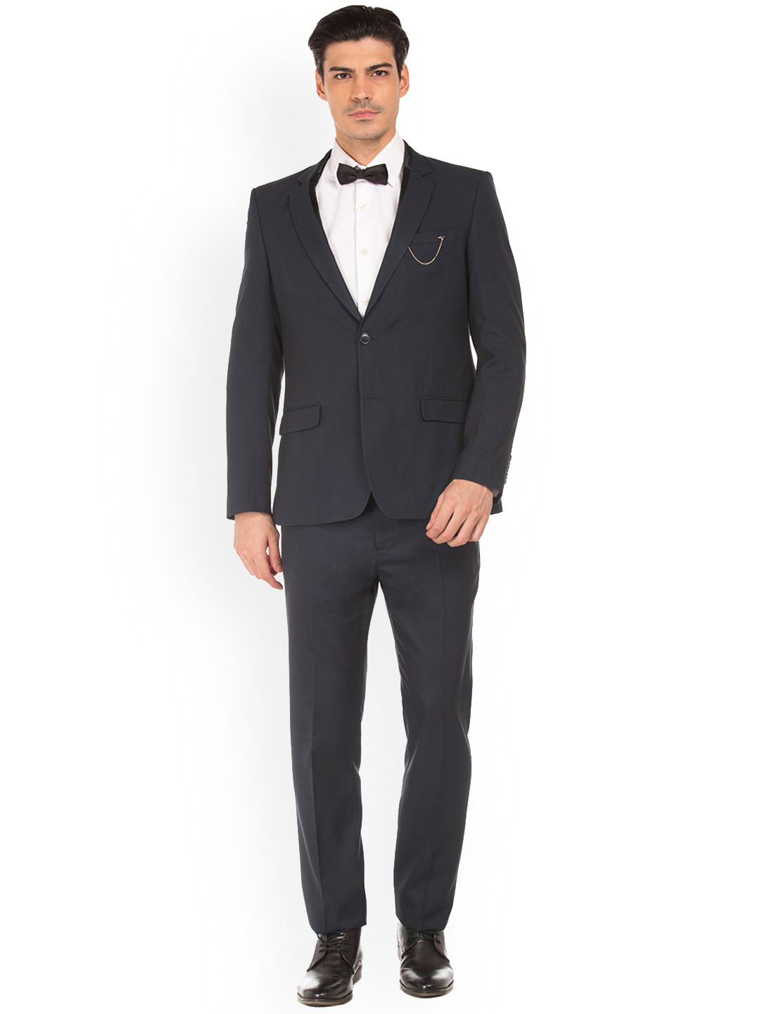 

Arrow Men Navy Blue Solid Single-Breasted Party Suit