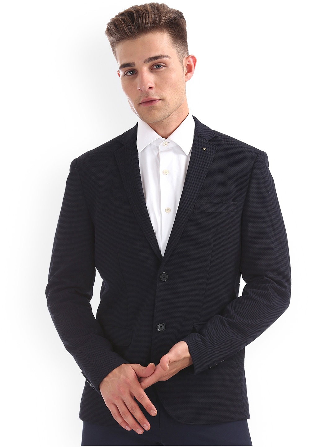 

Arrow Men Navy Slim Fit Single Breasted Blazer, Navy blue