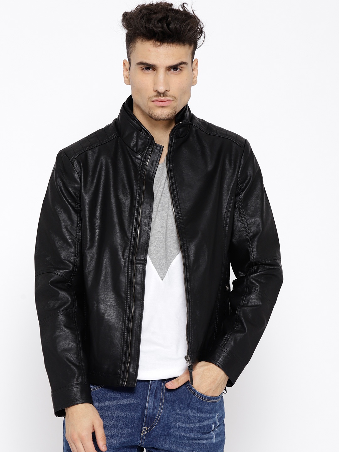 

U.S. Polo Assn. Denim Co. Men Black Solid Biker Jacket