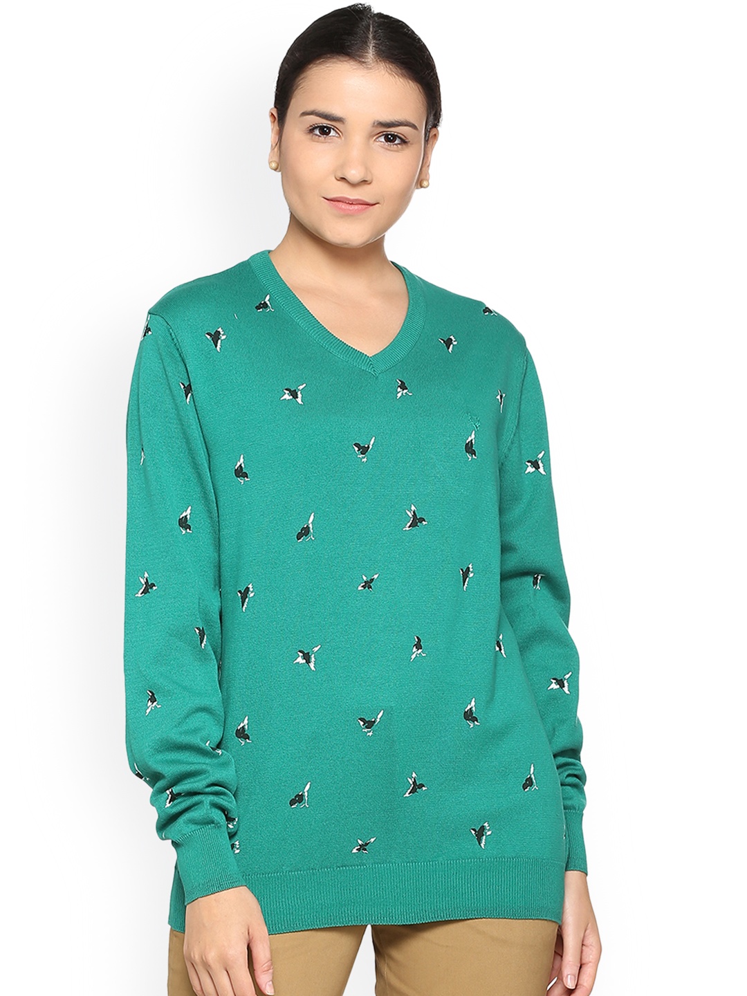 

Allen Solly Woman Turquoise Blue Printed Pullover