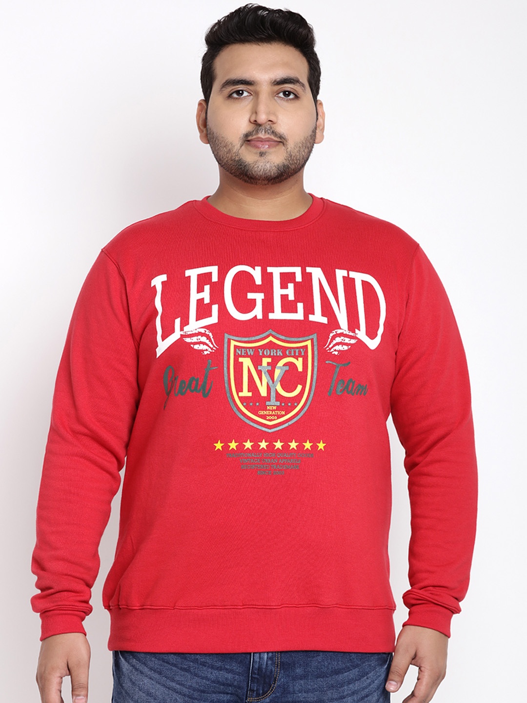 

John Pride Plus Size Men Red Printed Sweatshirt
