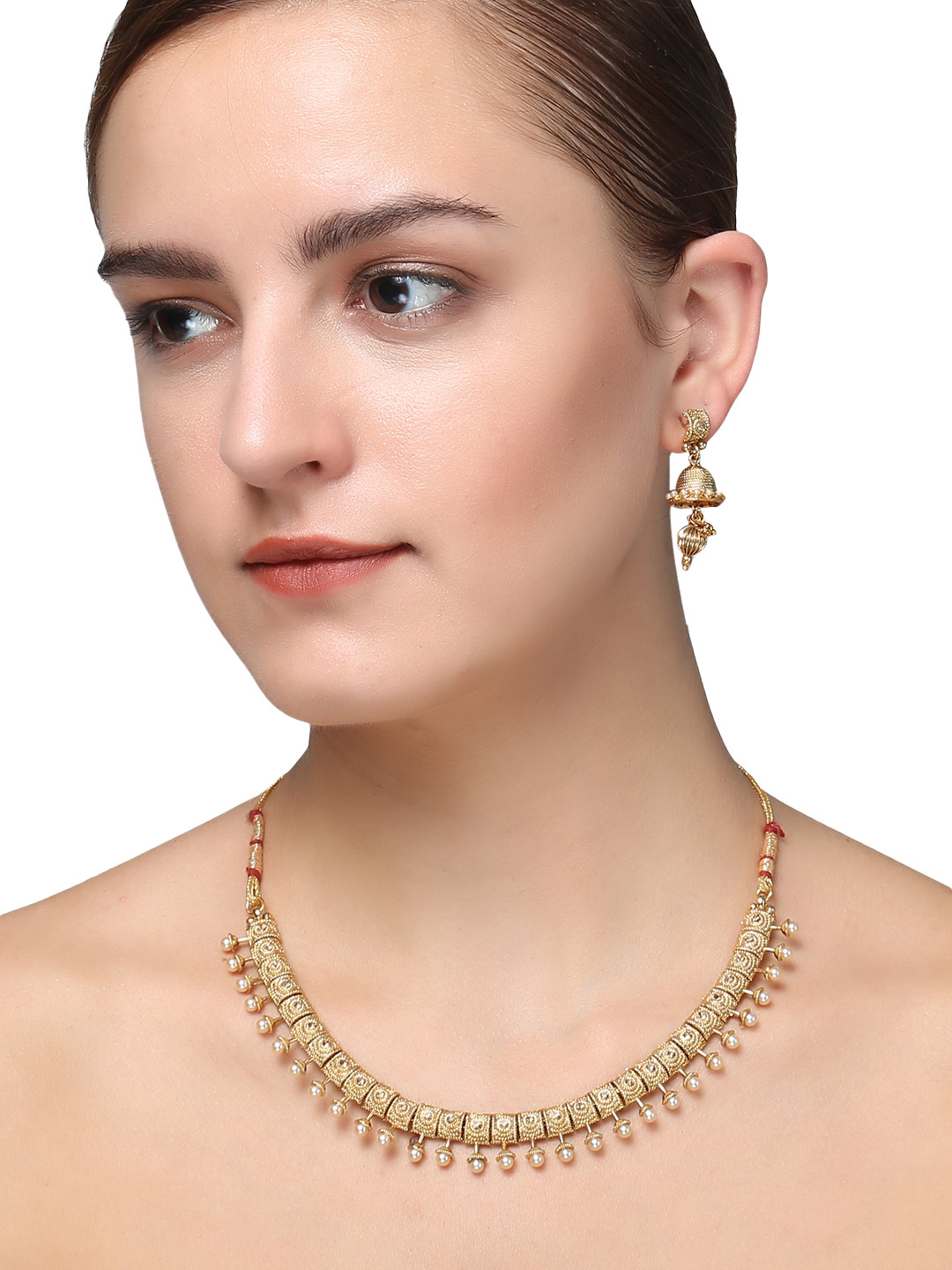 

Adwitiya Collection Gold-Plated Antique Jewellery Set