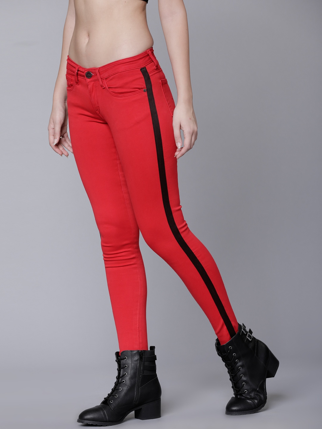 

Tokyo Talkies Women Red Super Skinny Fit Mid-Rise Clean Look Stretchable Jeans