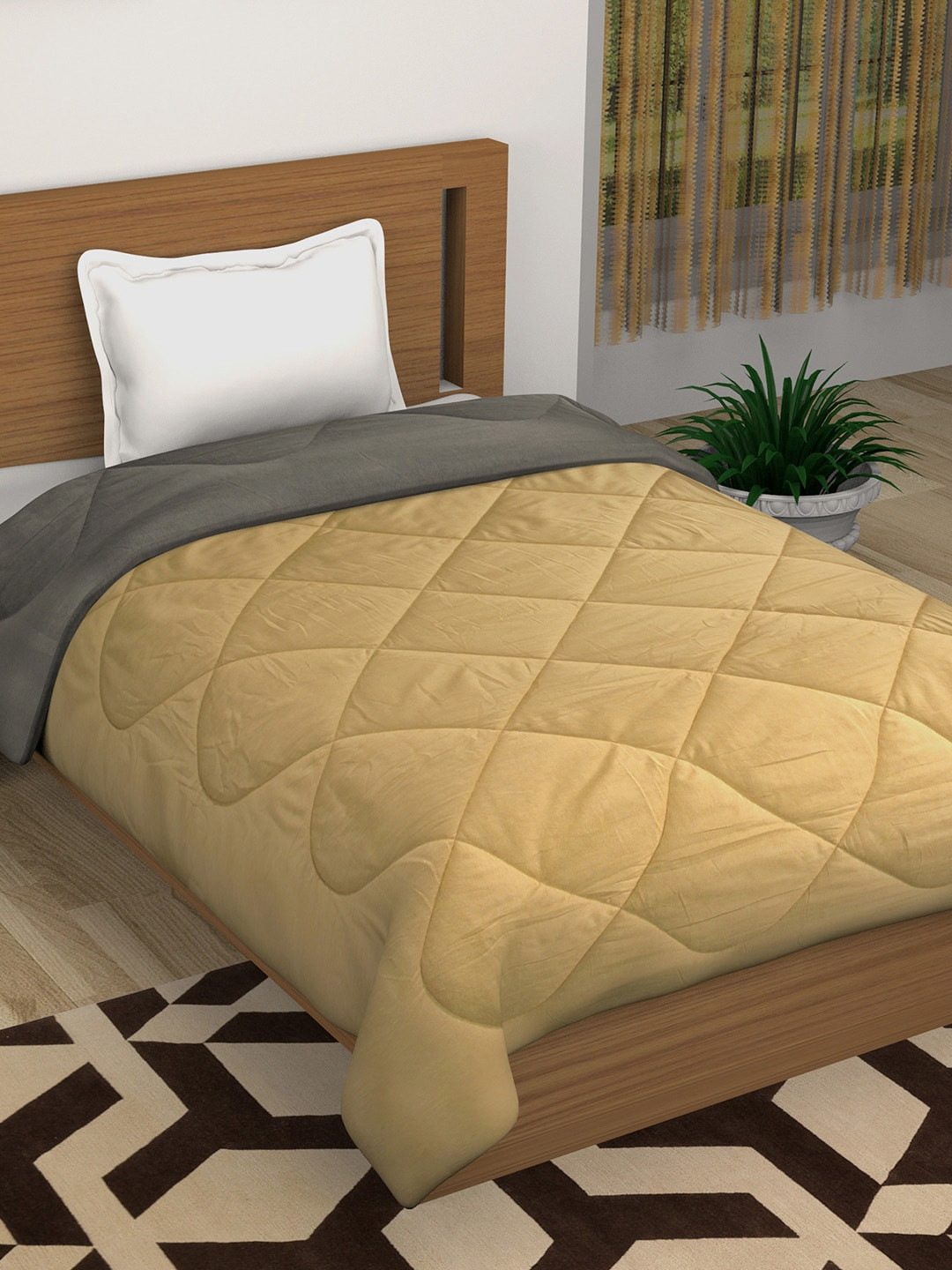 

Story@home Beige Grey Solid Heavy Winter 200 GSM Single Bed Comforter