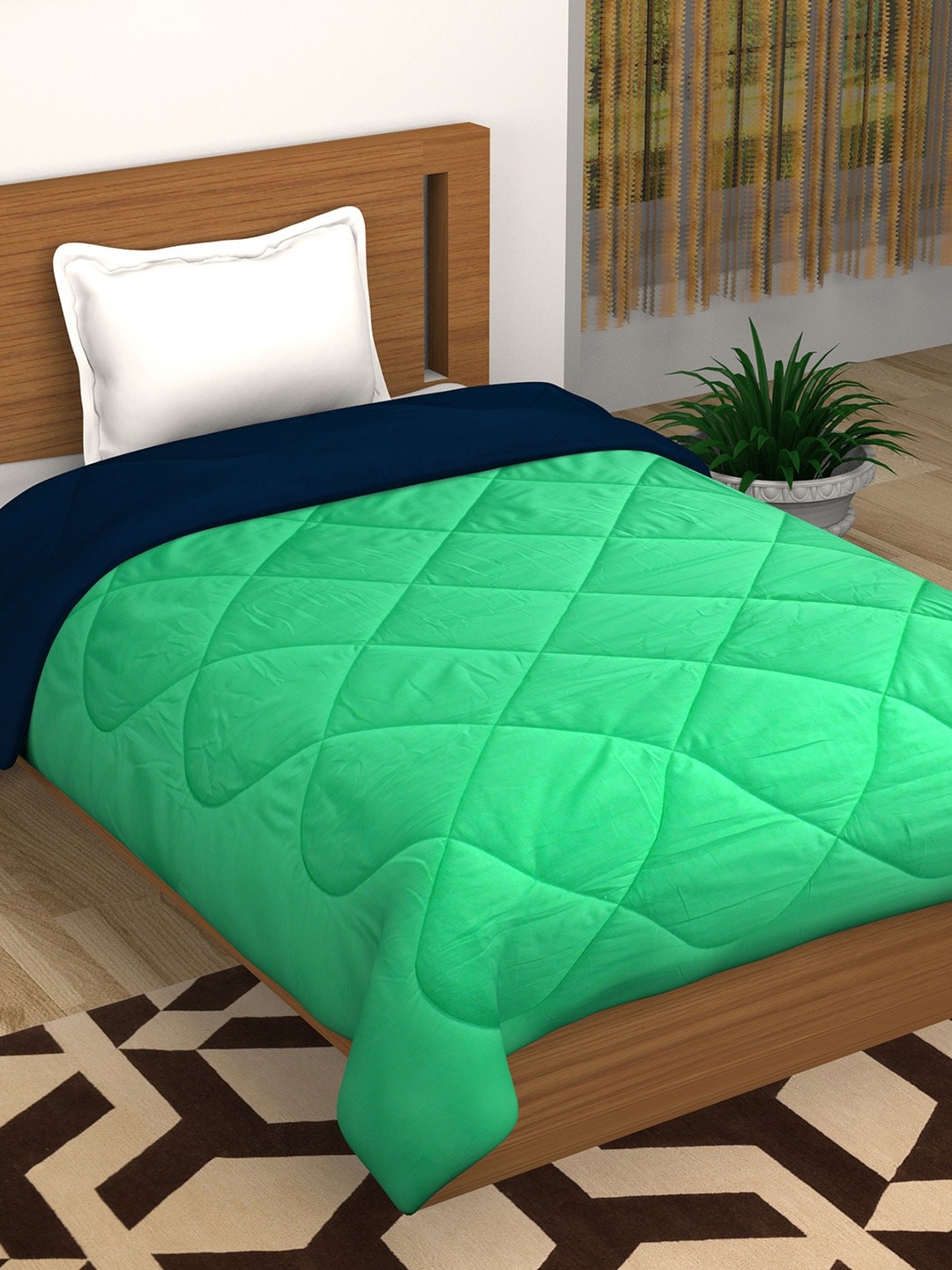 

Story@home Green Blue Solid Heavy Winter 200 GSM Single Bed Comforter
