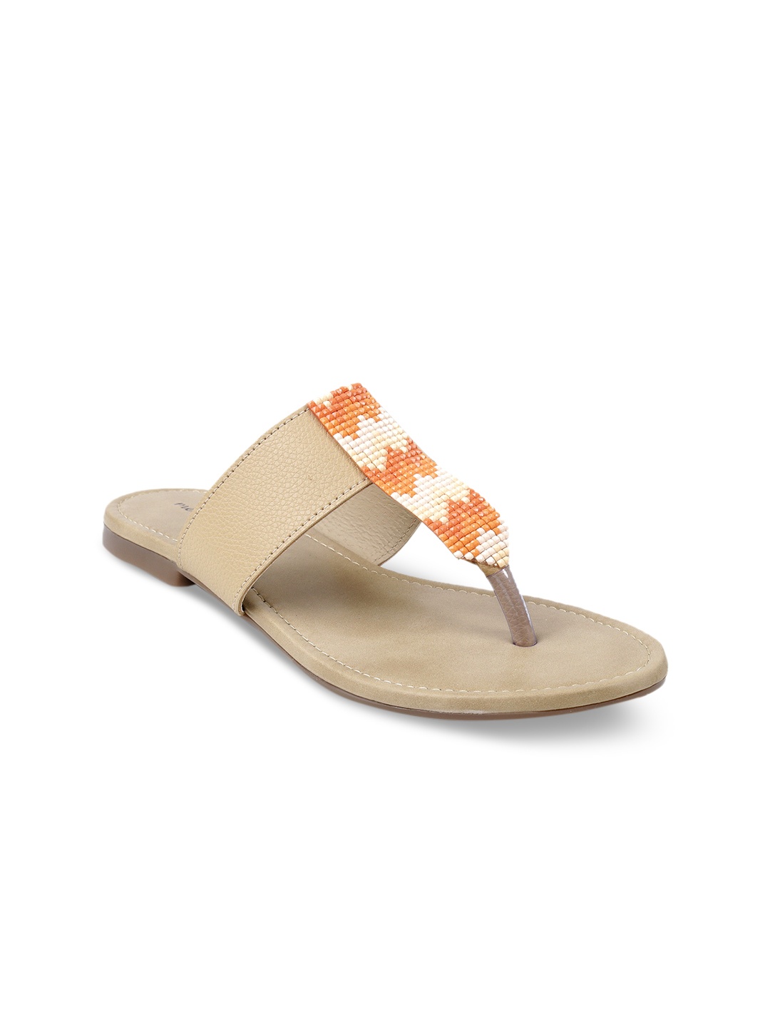 

meriggiare Women Beige Colourblocked Synthetic Open Toe Flats