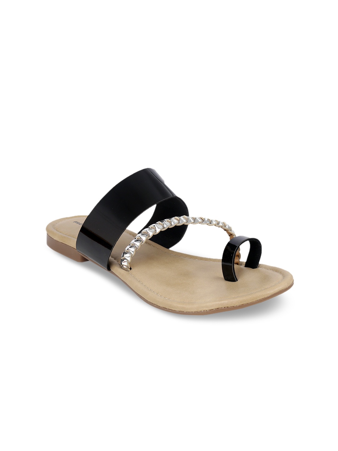 

meriggiare Women Black Solid Synthetic One Toe Flats