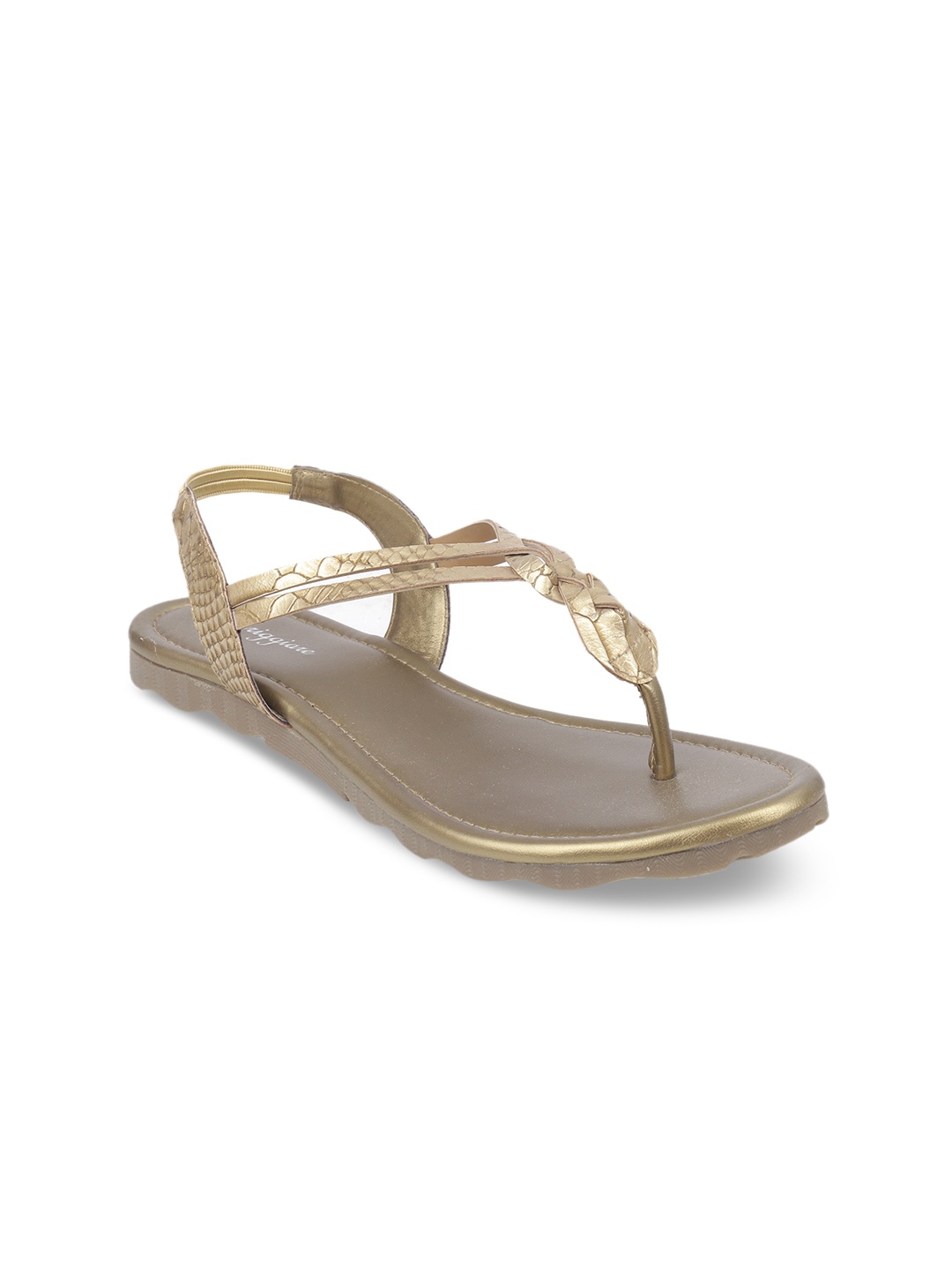 

meriggiare Women Gold-Toned Textured Open Toe Flats
