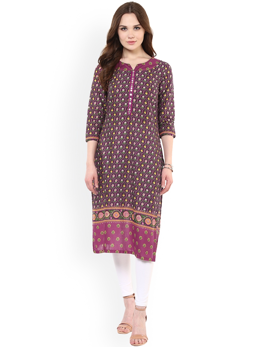 

StyleStone Women Purple Mirror Work Printed Kurta