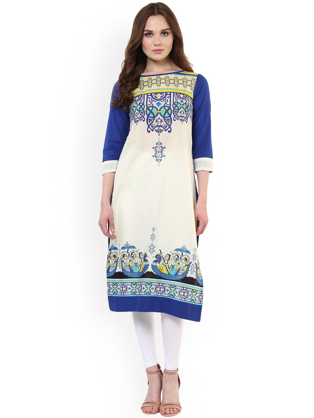 

StyleStone Women Blue and White Printed Kurta