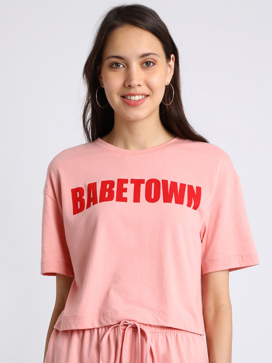 

Besiva Women Pink Printed Round Neck T-shirt