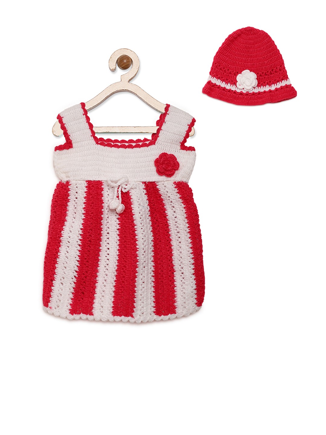 

CHUTPUT Girls Red Striped A-Line Dress