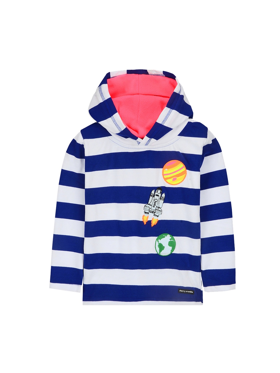 

Cherry Crumble Kids White & Blue Striped Hooded Sweatshirt