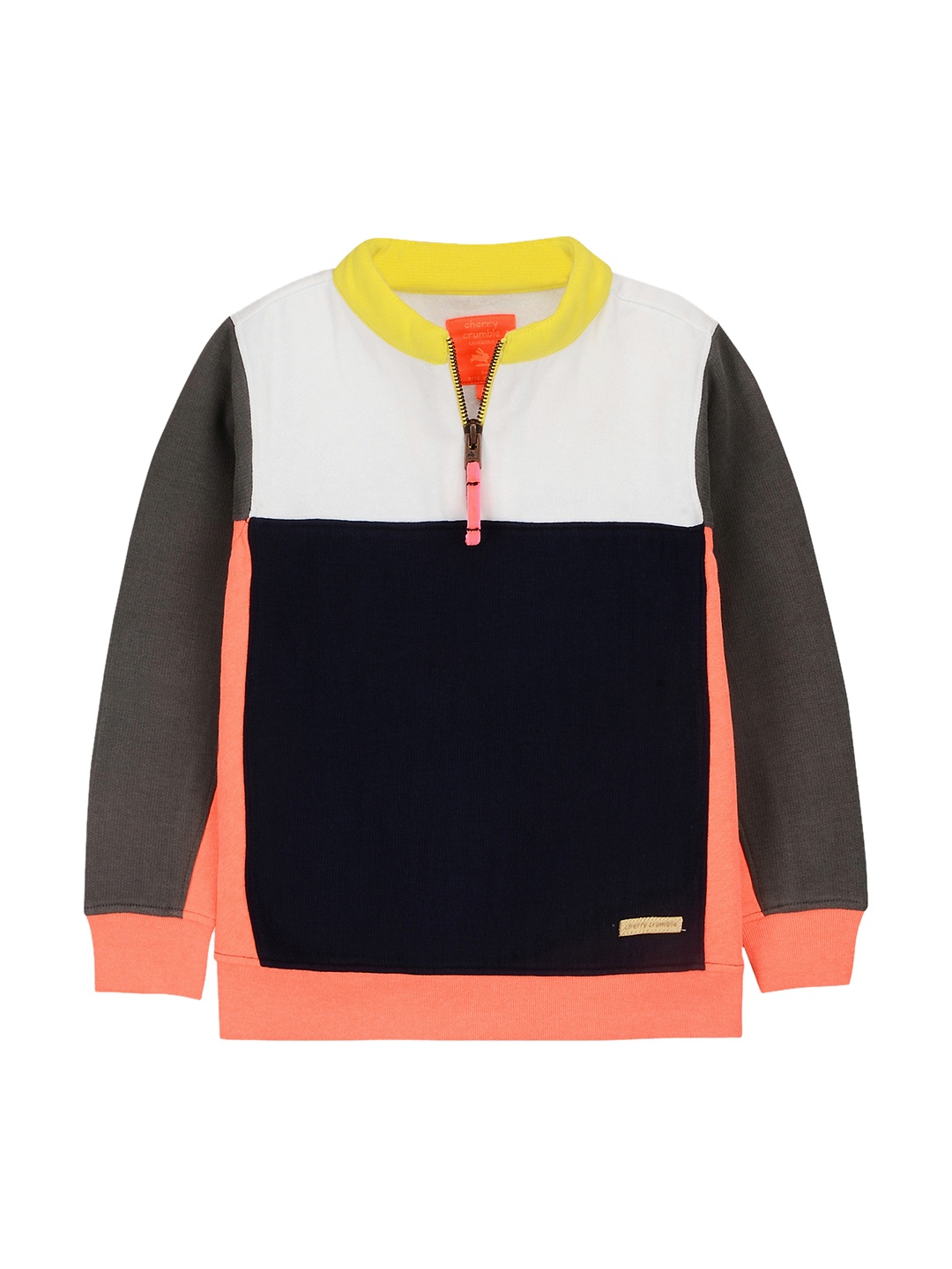 

Cherry Crumble Boys Navy Blue & White Colourblocked Sweatshirt