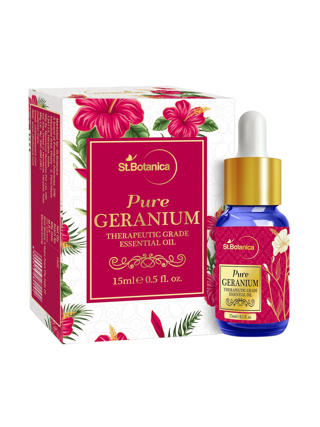 

St.Botanica Pure Geranium Aroma Essential Oil 15ml, White