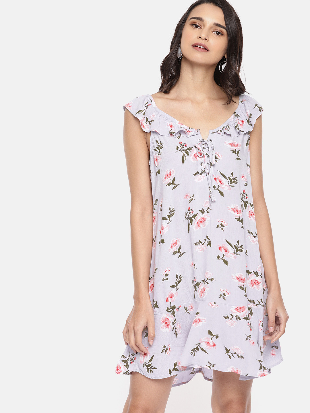 

AMERICAN EAGLE OUTFITTERS Women Lavender Printed A-Line Dress