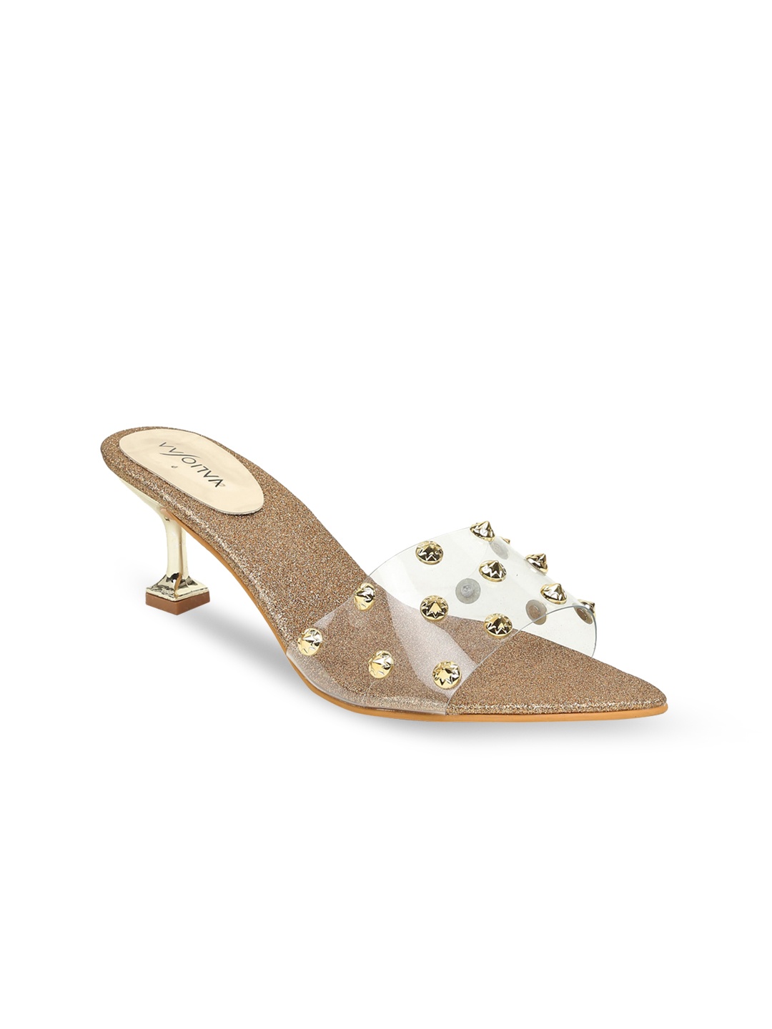 

VALIOSAA Women Gold-Toned Woven Design Sandals