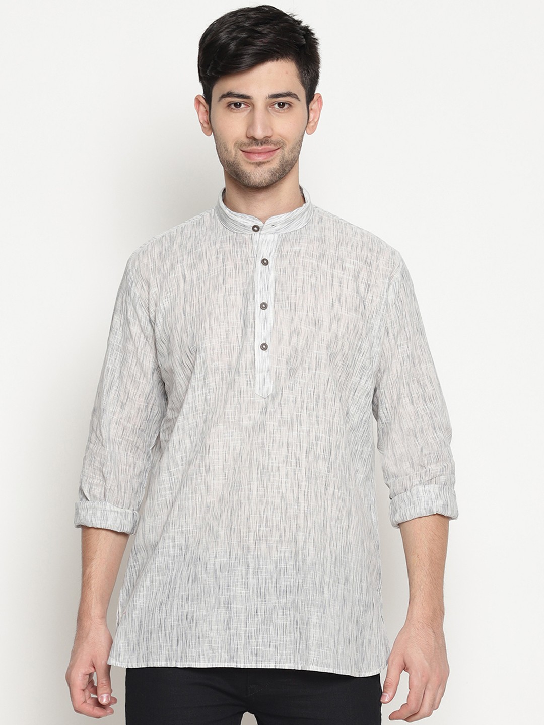 

TATTVA Men Grey Woven Design Straight Kurta