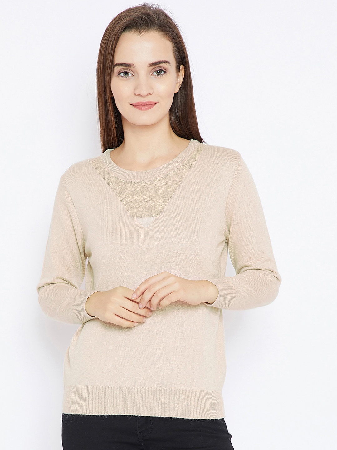 

Camey Women Beige Self Design Top