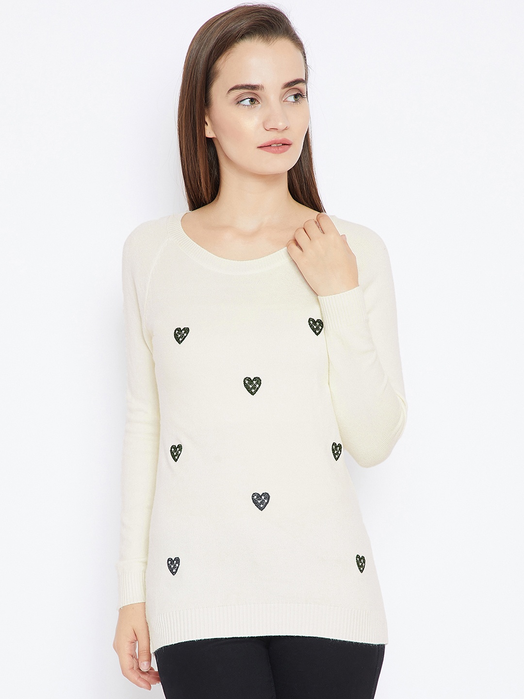 

Camey Women Off-White Embellished Top