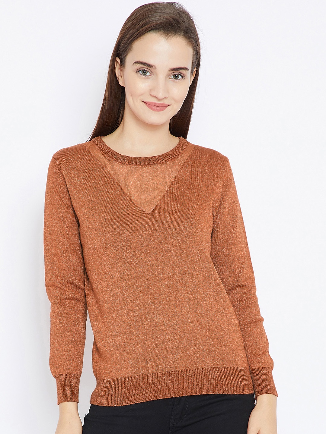 

Camey Women Rust Self Design Top