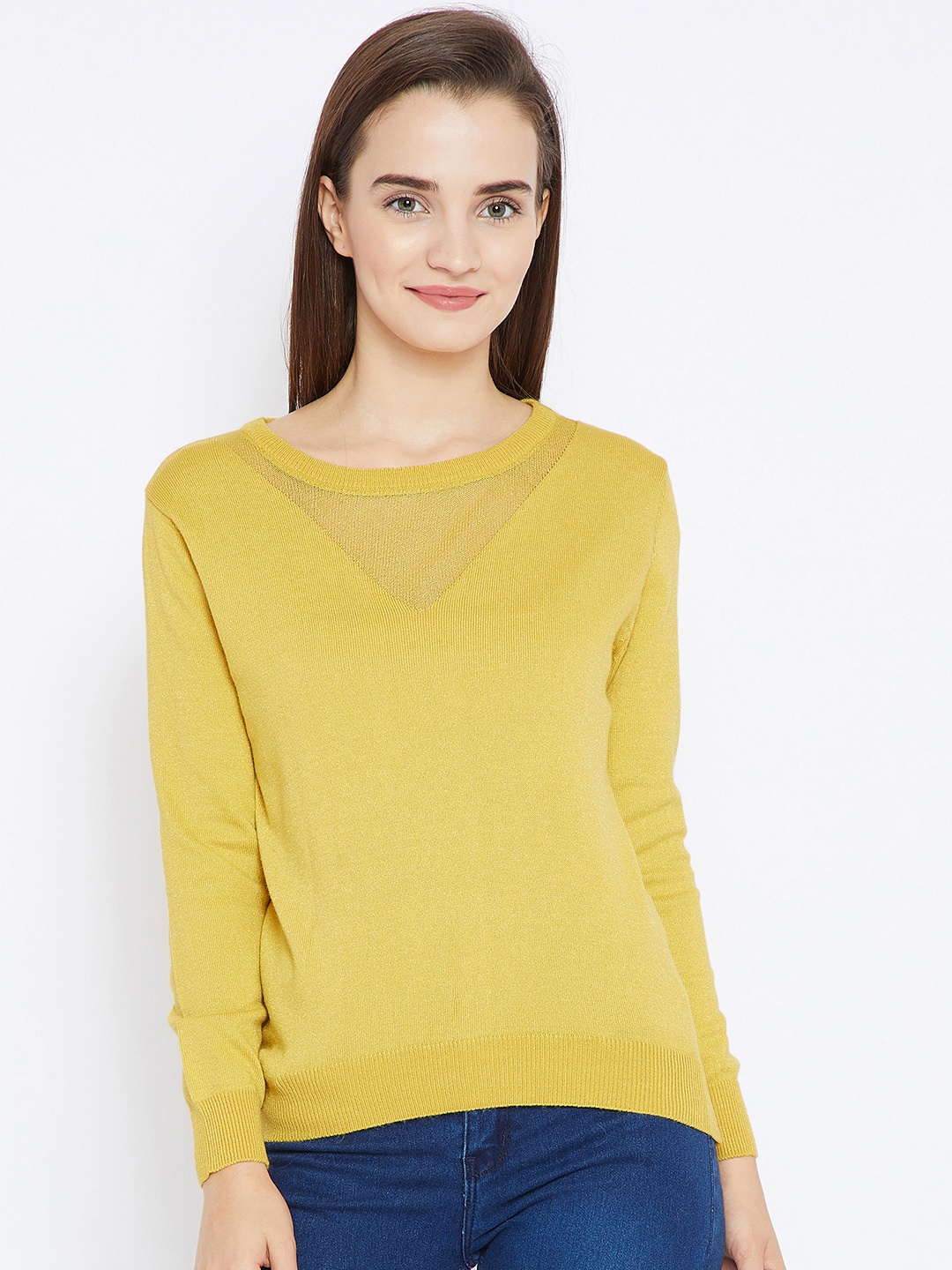 

Camey Women Mustard Self Design Top
