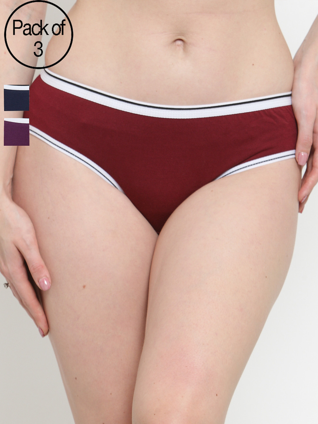 

N-Gal Women Pack of 3 Solid Hipster Briefs NLP06, Violet