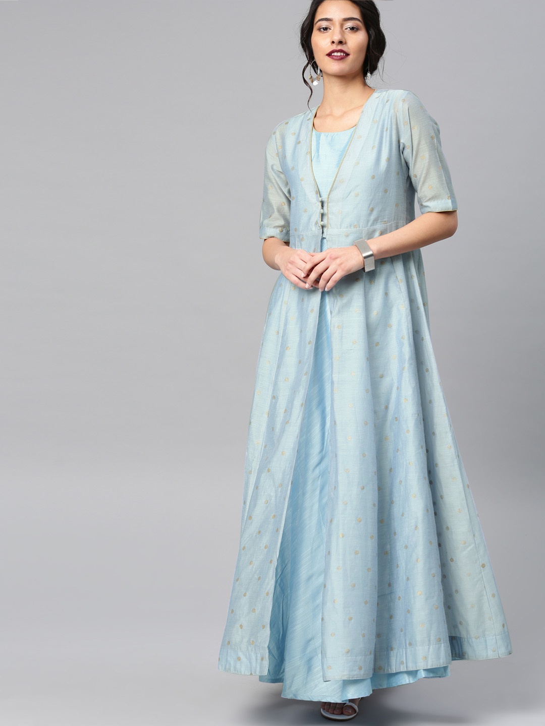 

Vishudh Women Blue Solid Layered Maxi Dress