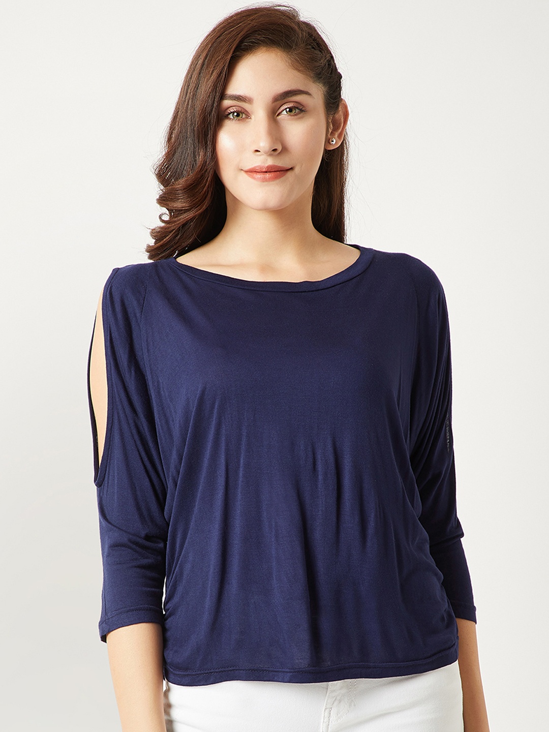 

Miss Chase Women Navy Blue Solid A-Line Top