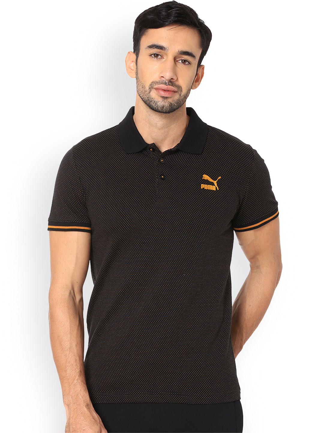 

Puma Men Black Solid Polo Collar T-shirt