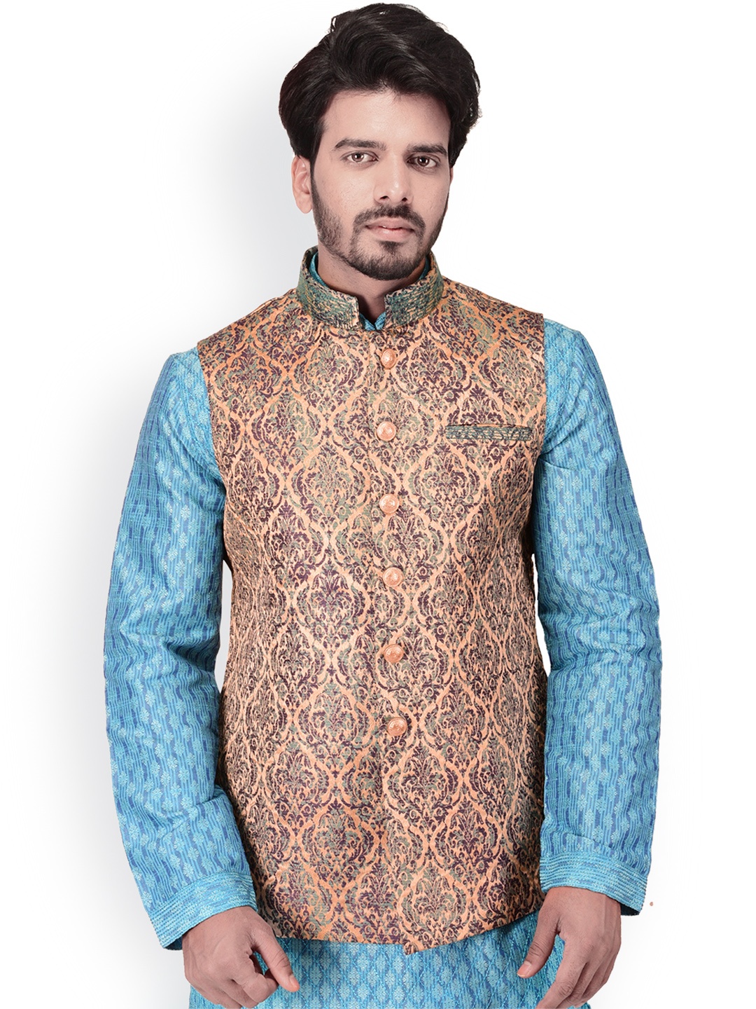 

Manyavar Men Multicoloured Woven Design Nehru Jacket, Multi
