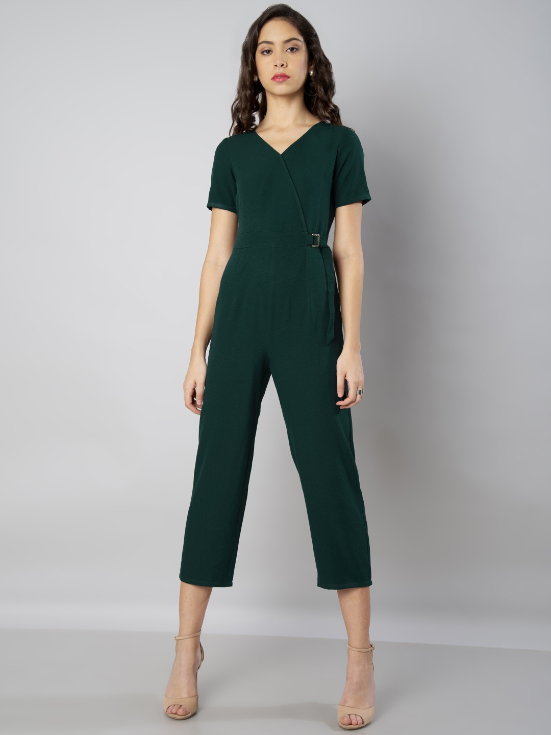 

FabAlley Green Solid Basic Jumpsuit