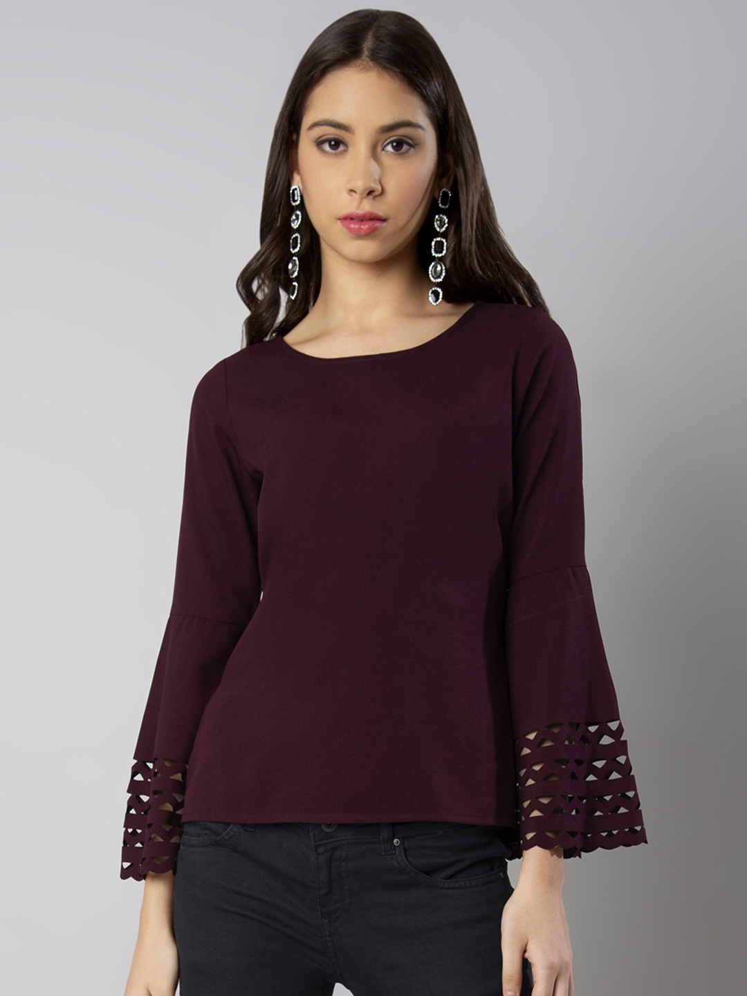 

FabAlley Women Maroon Solid Top