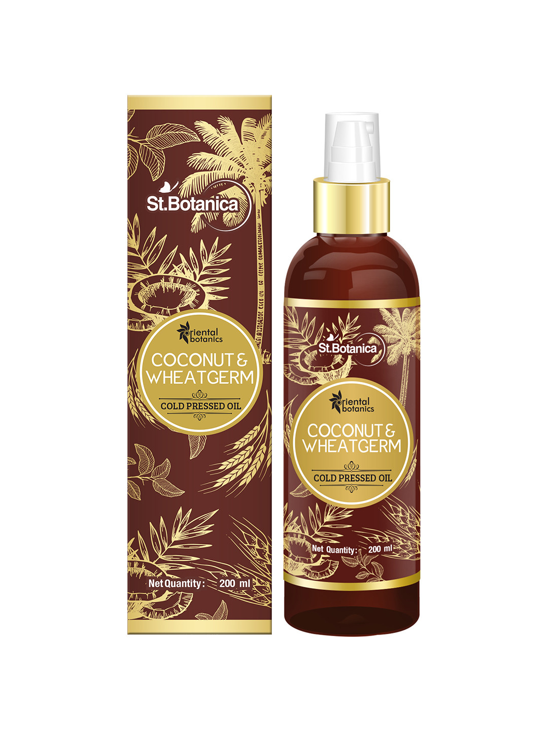 

Oriental Botanics Organic Coconut & Wheat Germ Oil For Hair & Skin - 200ml, Brown