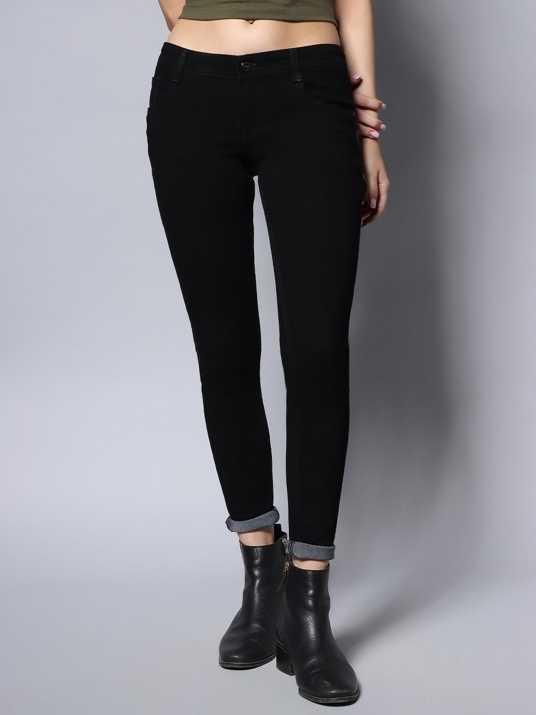 

High Star Women Black Slim Fit Mid-Rise Clean Look Stretchable Jeans