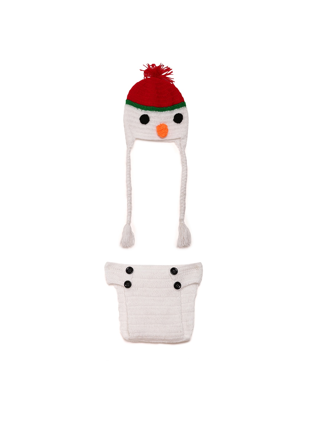 

CHUTPUT Unisex White Self-Design Beanie with a Diaper