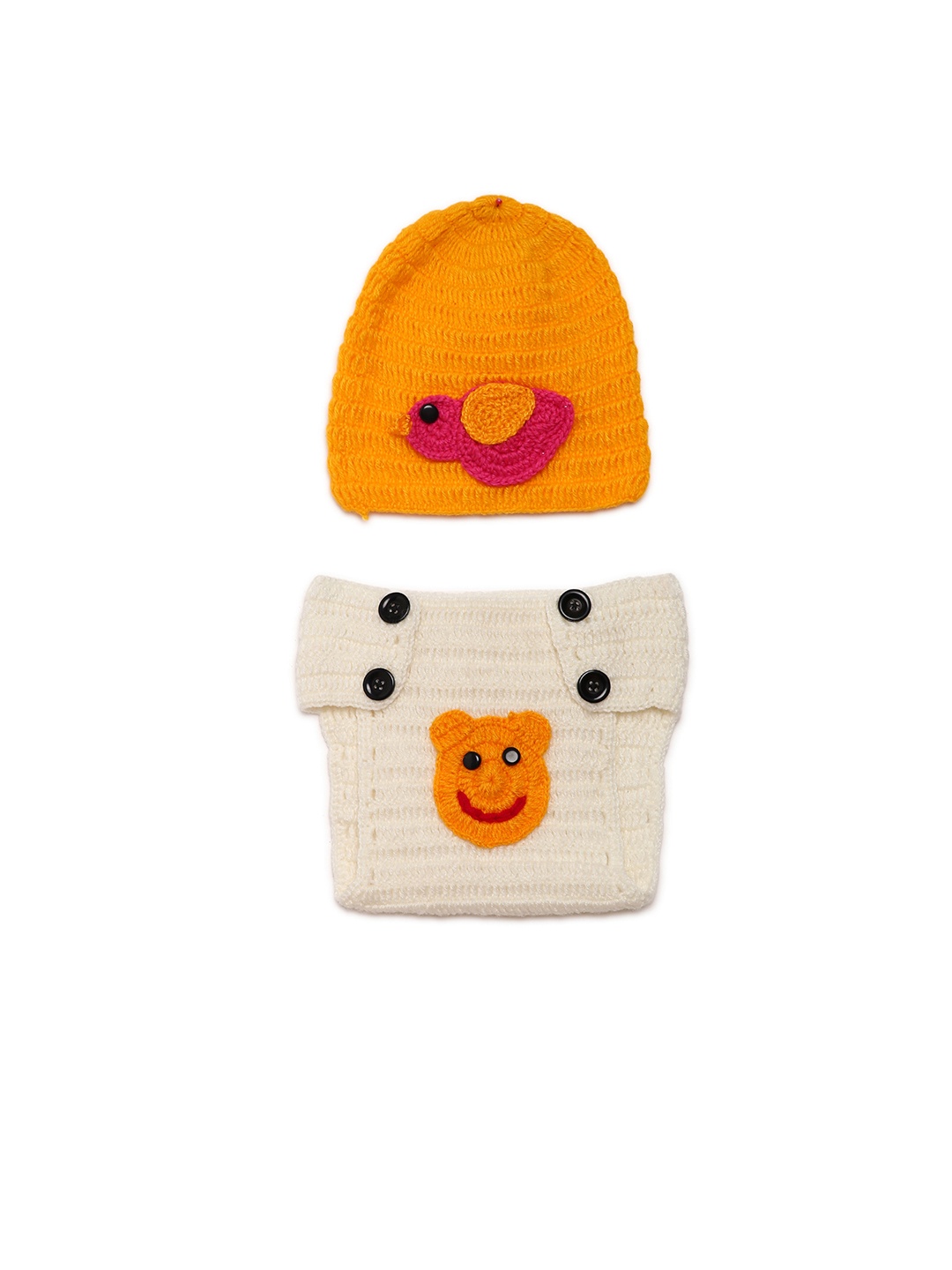 

CHUTPUT Unisex Orange & Off-White Self-Design Beanie