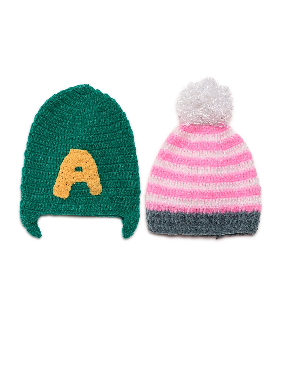 

CHUTPUT Kids Pack of 2 Woollen Beanies, Green