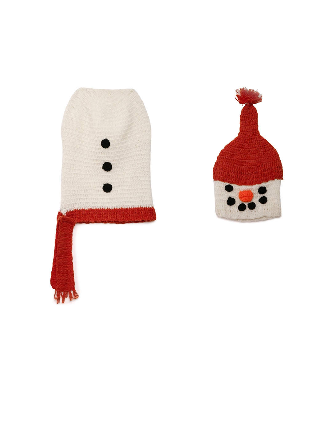 

CHUTPUT Unisex Set of 2 Self-Design Beanies, White