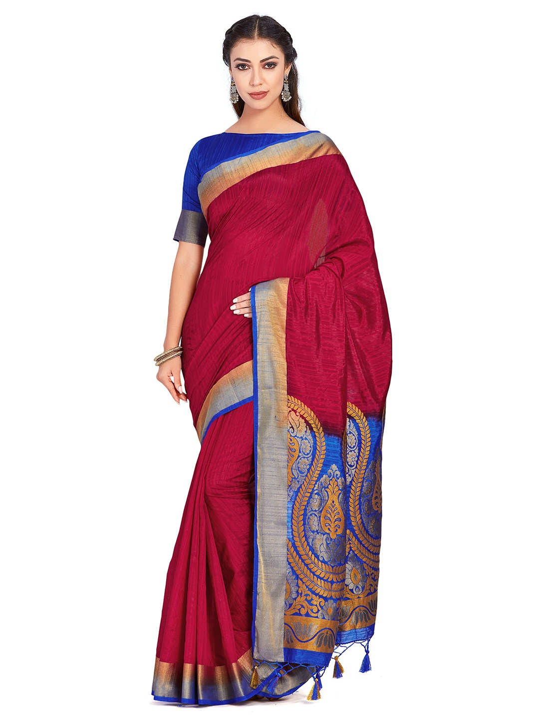 

MIMOSA Maroon Art Silk Woven Design Kanjeevaram Saree