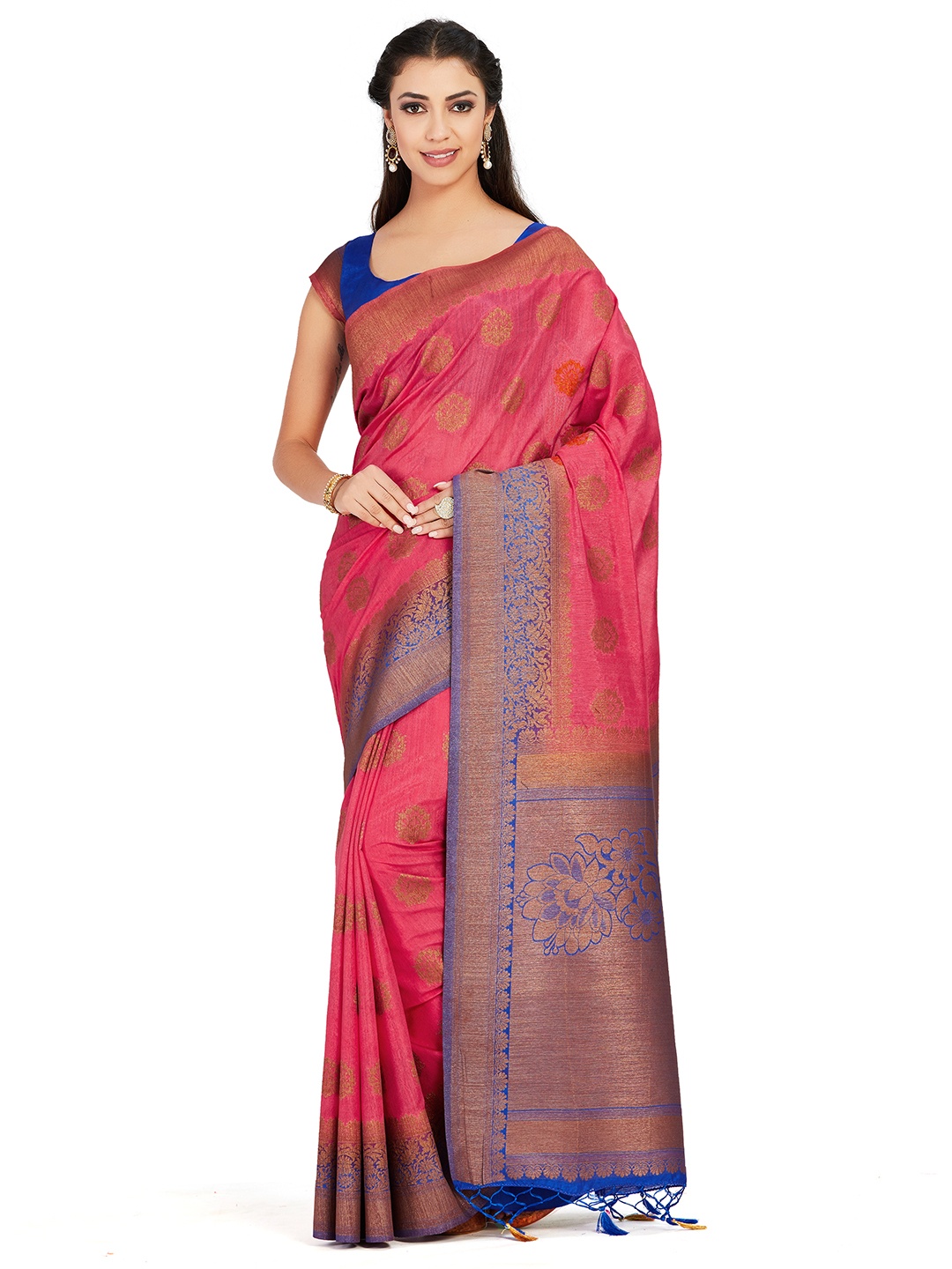 

MIMOSA Pink Art Silk Woven Design Kanjeevaram Saree