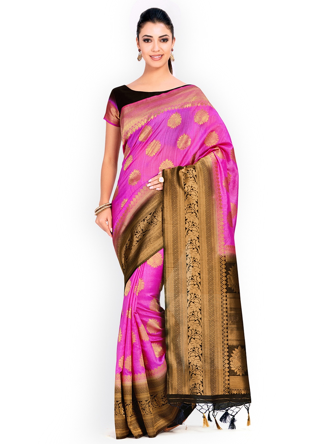 

MIMOSA Pink Art Silk Woven Design Kanjeevaram Saree
