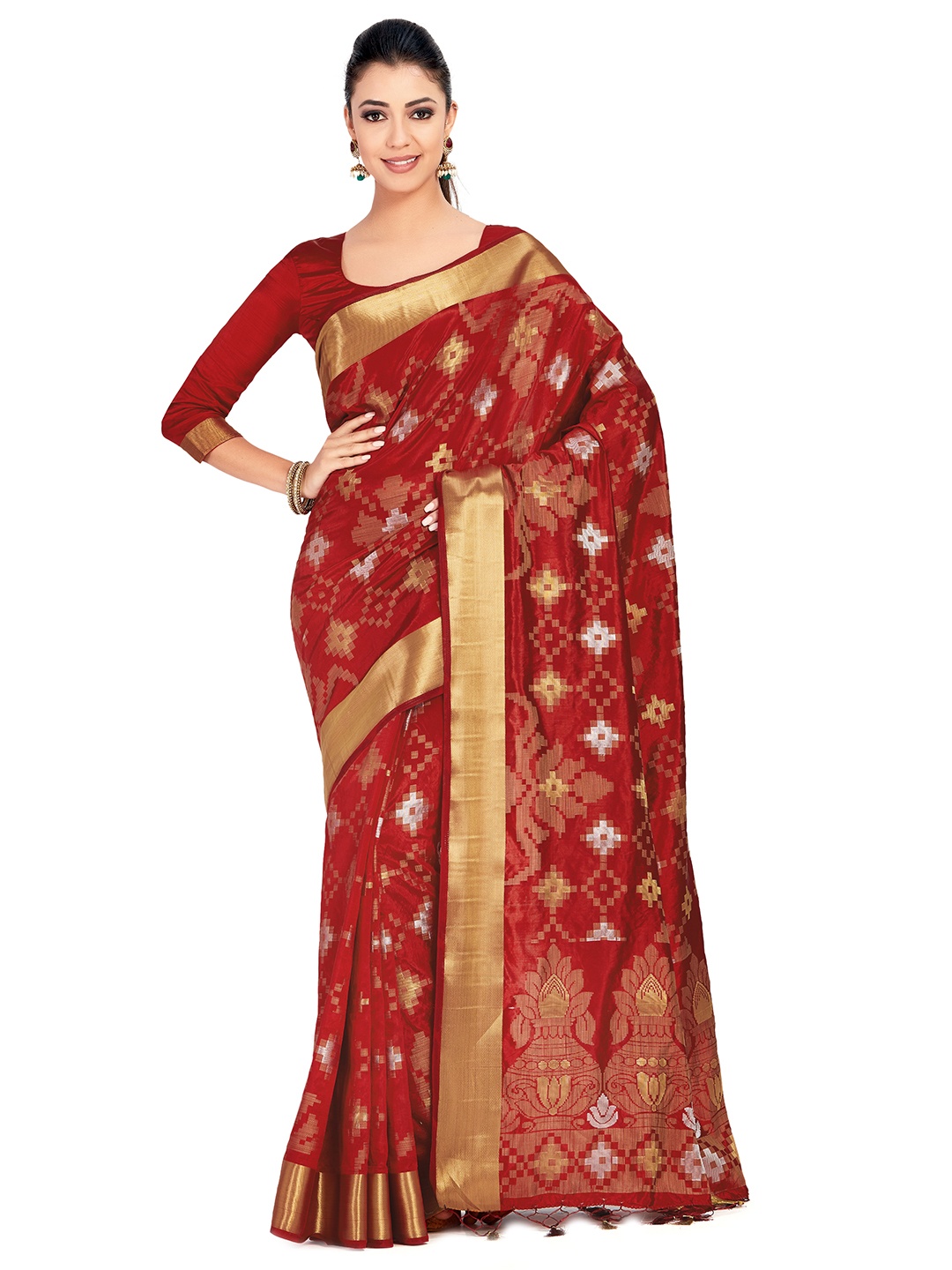 

MIMOSA Maroon Art Silk Woven Design Kanjeevaram Saree