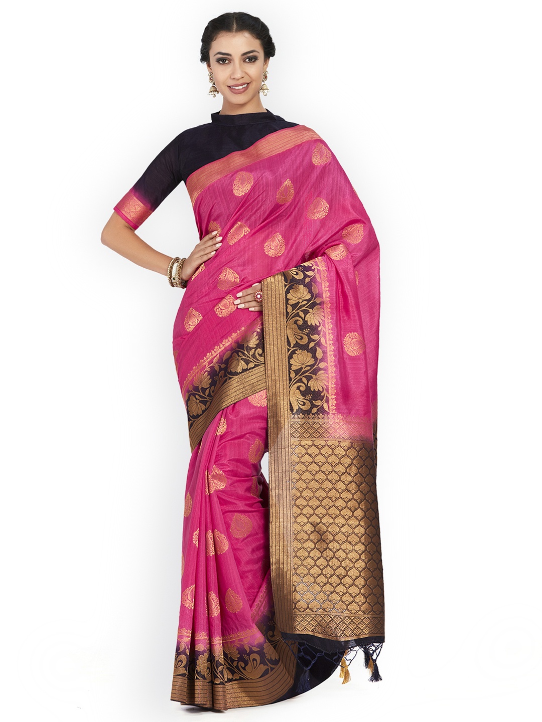 

MIMOSA Pink Art Silk Woven Design Kanjeevaram Saree