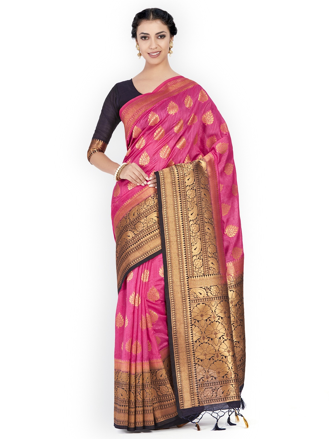 

MIMOSA Pink Art Silk Woven Design Kanjeevaram Saree