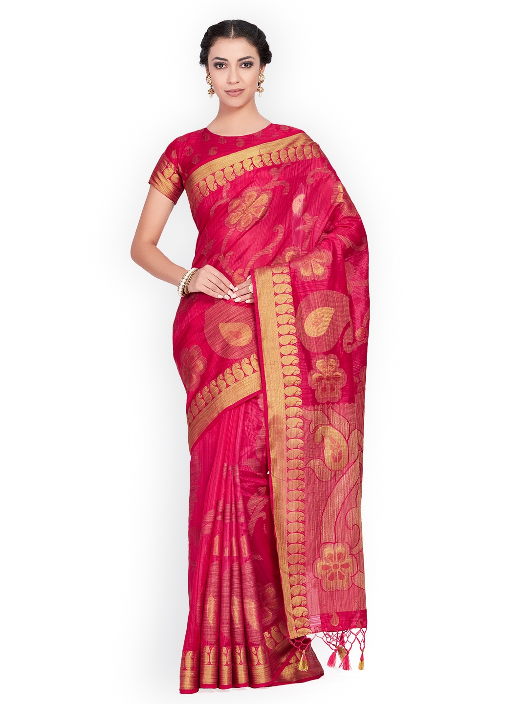 

MIMOSA Pink Art Silk Woven Design Kanjeevaram Saree